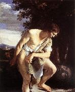 GENTILESCHI, Orazio David Contemplating the Head of Goliath fh oil painting on canvas
